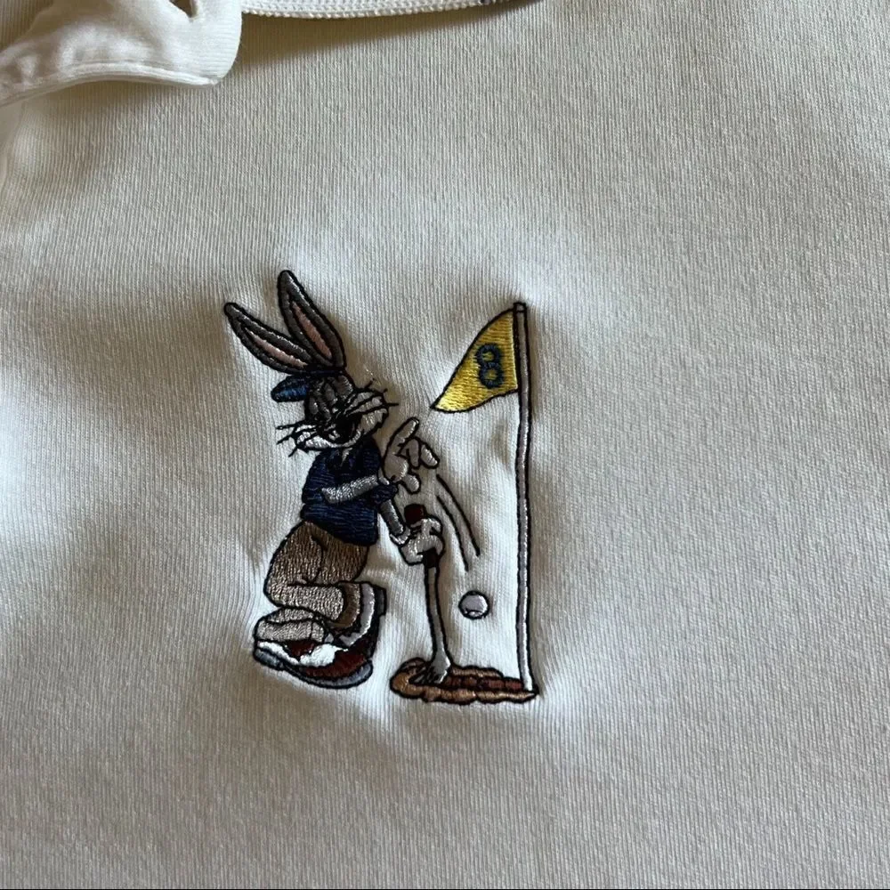 Vintage Warner Brothers Bugs Bunny Gold Shirt. Off White. Sz. L. Good Condition!